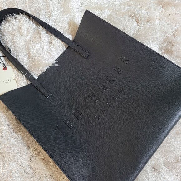 Ted Baker London Soocon Textured Tote Bag Faux Leather Black - Picture 1 of 11
